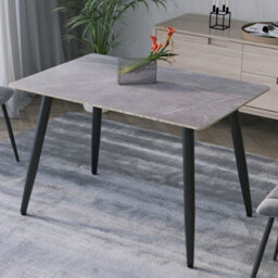 Urbn-Living Urbnliving 5Pcs Armani Grey Modern Ceramic Top Dining Table & Green Plush Velvet Chairs With Metal Legs - thumbnail 3