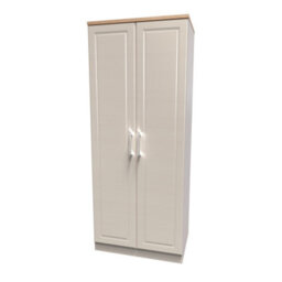 Sevilla Ready Assembled Traditional Matt Beige Oak Effect Large Double Wardrobe (H)1825mm (W)740mm (D)530mm - thumbnail 1