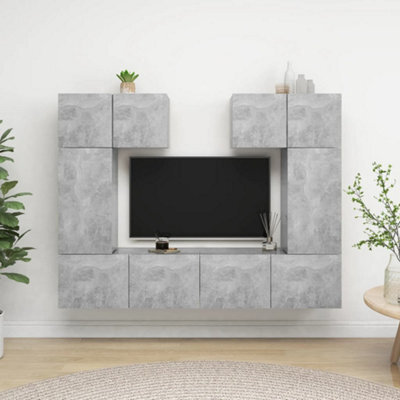 Berkfield 6 Piece Tv Cabinet Set Concrete Grey Engineered Wood - image 1