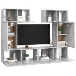 Berkfield 6 Piece Tv Cabinet Set Concrete Grey Engineered Wood - thumbnail 3