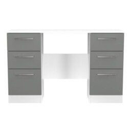 Trent 6 Drawer Kneehole Desk In Dusk Grey & White Matt (Ready Assembled) - thumbnail 2