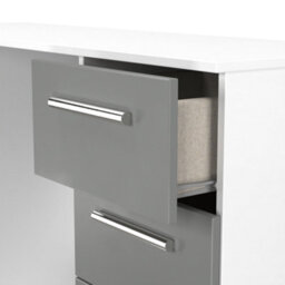 Trent 6 Drawer Kneehole Desk In Dusk Grey & White Matt (Ready Assembled) - thumbnail 6