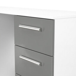 Trent 6 Drawer Kneehole Desk In Dusk Grey & White Matt (Ready Assembled) - thumbnail 5