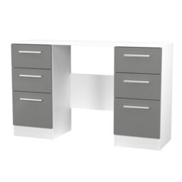 Trent 6 Drawer Kneehole Desk In Dusk Grey & White Matt (Ready Assembled) - thumbnail 4