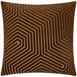 Paoletti Evoke Cut Velvet Cushion Cover, Chocolate, 45 X 45Cm - thumbnail 2
