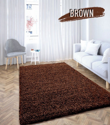 UETIAN Luxurious Shaggy Rugs Soft Extra Thick Area Rugs Heavy 5Cm Dense Pile For Living Room Bedroom Hallway (Brown, 80 X 150Cm) - image 1