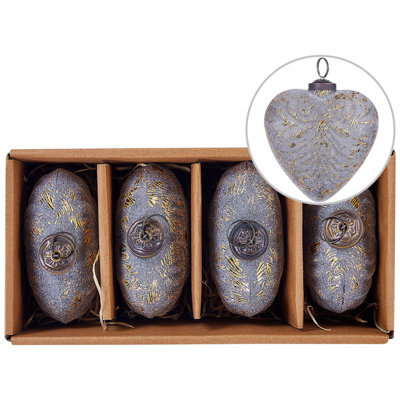 Beliani Set Of 4 Baubles Feriable Glass Grey - image 1