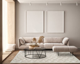 Freya Living Room Area Rug Contemporary 3D Embossed Modern Herringbone Design - Cream 200Cm X 290Cm - thumbnail 3