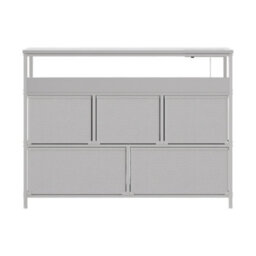 Living And Home 5-Drawer White Metal Frame Chest Of Drawers Storage Cabinet With Power Strip - thumbnail 4