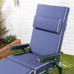 Alfresia Garden Sun Lounger - Green Frame With Navy Blue Luxury Cushion - thumbnail 3