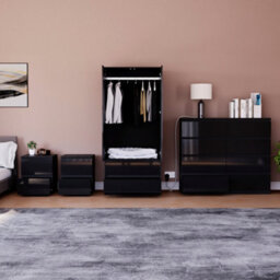 Lassic Vida Designs Glinton 4 Piece Black Fsc Bedroom Set - (6 Drawer Chest, 2 Door Wardrobe, 2 Drawer Bedside Chest X2) - thumbnail 2