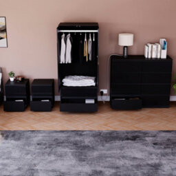 Lassic Vida Designs Glinton 4 Piece Black Fsc Bedroom Set - (6 Drawer Chest, 2 Door Wardrobe, 2 Drawer Bedside Chest X2) - thumbnail 3