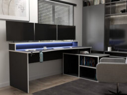 Furniture To Go Loadout Black Storage Gaming Desk 3 Shelves With Colour Changing Led - thumbnail 4