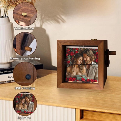 Photo Frame Photo Flip Box With Light & Hand Crank 8 Photos For Valentine's Day - image 1