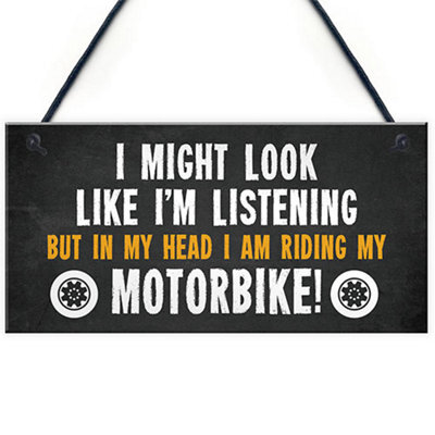 Red Ocean Motorbike Hanging Garage Sign Biker Motorcycle Gifts For Men Novelty Birthday Gifts For Men - image 1