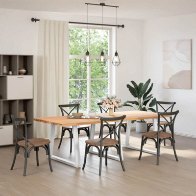 Berkfield Modern Dining Table Legs V-Shape 3 Pcs White 100X(72-73.3) Cm Steel