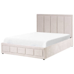 Beliani Ottoman Bed Chenille Quiberon 140 X 200 Cm (Eu Double) Taupe - thumbnail 4