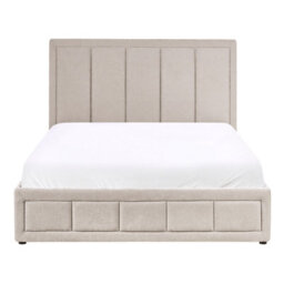 Beliani Ottoman Bed Chenille Quiberon 140 X 200 Cm (Eu Double) Taupe - thumbnail 5
