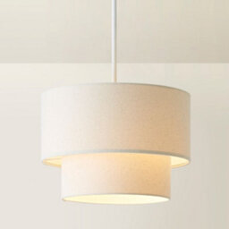 Valuelights Jodie Two Tier Natural Linen Ceiling Drum Lamp Shade And Bulb (D)30Cm - thumbnail 4