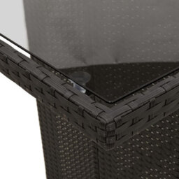 Walplus Garden Table With Glass Top Black 190X80X75 Cm Poly Rattan - thumbnail 8