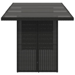 Walplus Garden Table With Glass Top Black 190X80X75 Cm Poly Rattan - thumbnail 5