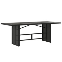 Walplus Garden Table With Glass Top Black 190X80X75 Cm Poly Rattan - thumbnail 6