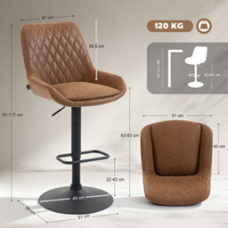 Homcom Pu Leather Padded Bar Stools Set Of 2 With Metal Base, Orange - thumbnail 3