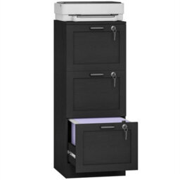 3-Drawer File Cabinet, Lockable Filing Cabinet For A4 Letter, Black - thumbnail 1