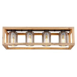 Luminosa Lighting Luminosa Pettey Ceiling Spotlight Bar Matt Black Smoke With Air Bubbles Glass Shade 4X E27 - thumbnail 3