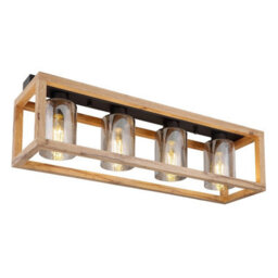 Luminosa Lighting Luminosa Pettey Ceiling Spotlight Bar Matt Black Smoke With Air Bubbles Glass Shade 4X E27