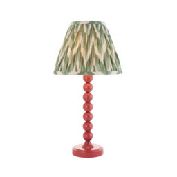 Luminosa Lighting Luminosa Higgledy Gloss Pink Clay Paint Table Lamp With Cotswold Green Fabric Zigzag Shade 25Cm E14 - thumbnail 1