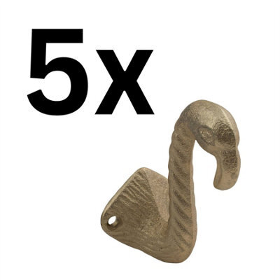 Keypak 5 Pack Flamingo Head Brushed Brass Hook - Modern Wall Hook For Coats, Robes & Towels - image 1