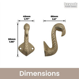 Keypak 5 Pack Flamingo Head Brushed Brass Hook - Modern Wall Hook For Coats, Robes & Towels - thumbnail 3