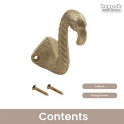 Keypak 5 Pack Flamingo Head Brushed Brass Hook - Modern Wall Hook For Coats, Robes & Towels - thumbnail 4