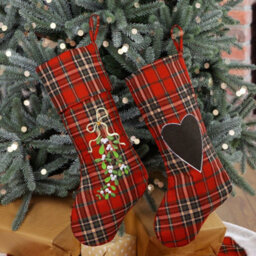 Dibor Pack Of 2 Highland Tartan Xmas Christmas Gift Bag Christmas Stocking For Kids - thumbnail 1