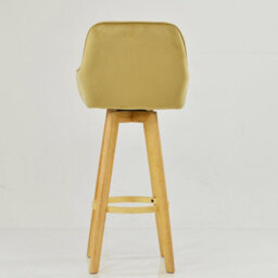 Lakeland Furniture Karlstad Camel Cream Velvet Wooden Leg Base Bar Stool - thumbnail 5
