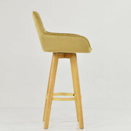 Lakeland Furniture Karlstad Camel Cream Velvet Wooden Leg Base Bar Stool - thumbnail 4