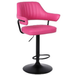 Pink Set Of 2 Plush Bar Stools - thumbnail 4