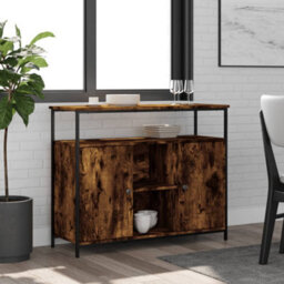 Berkfield Classic Sideboard Smoked Oak 100X35X80 Cm Engineered Wood - thumbnail 2