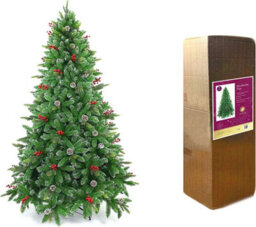 Shatchi 5Ft Stockholm Pine Artificial Designer Christmas Tree Berries & Frosted Cones Mixed - thumbnail 2