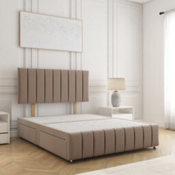 Bsspoke Sierra Divan Bed Mink Plush Velvet With 24Inch Headboard & Footboard 4 Drawers & No Mattress In 4Ft 4Ft6 5Ft 6Ft - thumbnail 1