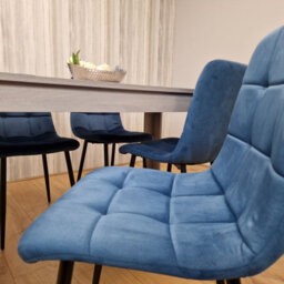 Kosy Koala Dining Table In Grey With 4 Blue Velvet Chairs Kitchen Dining Table For 4 Dining Room Dining Set - thumbnail 5