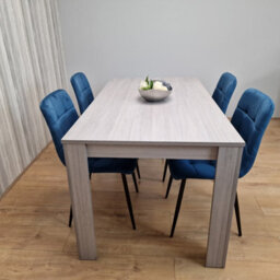 Kosy Koala Dining Table In Grey With 4 Blue Velvet Chairs Kitchen Dining Table For 4 Dining Room Dining Set - thumbnail 2