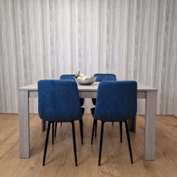 Kosy Koala Dining Table In Grey With 4 Blue Velvet Chairs Kitchen Dining Table For 4 Dining Room Dining Set - thumbnail 9
