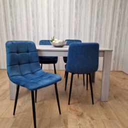 Kosy Koala Dining Table In Grey With 4 Blue Velvet Chairs Kitchen Dining Table For 4 Dining Room Dining Set - thumbnail 8