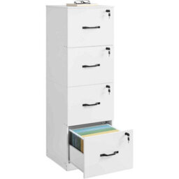 Home Office File Cabinet With 4 Lockable Drawers, Printer Stand And Hanging File Storage, Cloud White - thumbnail 6