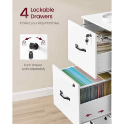 Home Office File Cabinet With 4 Lockable Drawers, Printer Stand And Hanging File Storage, Cloud White - thumbnail 3