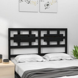 Berkfield Bed Headboard Black 185.5X4X100 Cm Solid Wood Pine - thumbnail 3