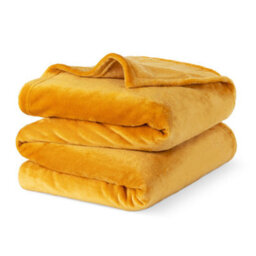 Livivo King Fleece Blanket In Ochre Colour