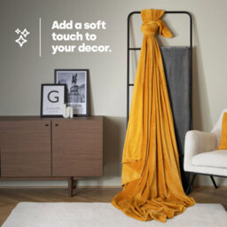Livivo King Fleece Blanket In Ochre Colour - thumbnail 5